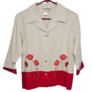 Coldwater Creek NWOT Linen Poppy Jacket Blazer 6 Lightweight Spring‎ Cottage
